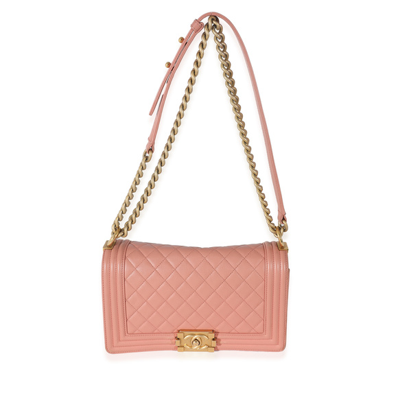 Pink Quilted Caviar Old Medium Boy Bag - Picture 5 of 7